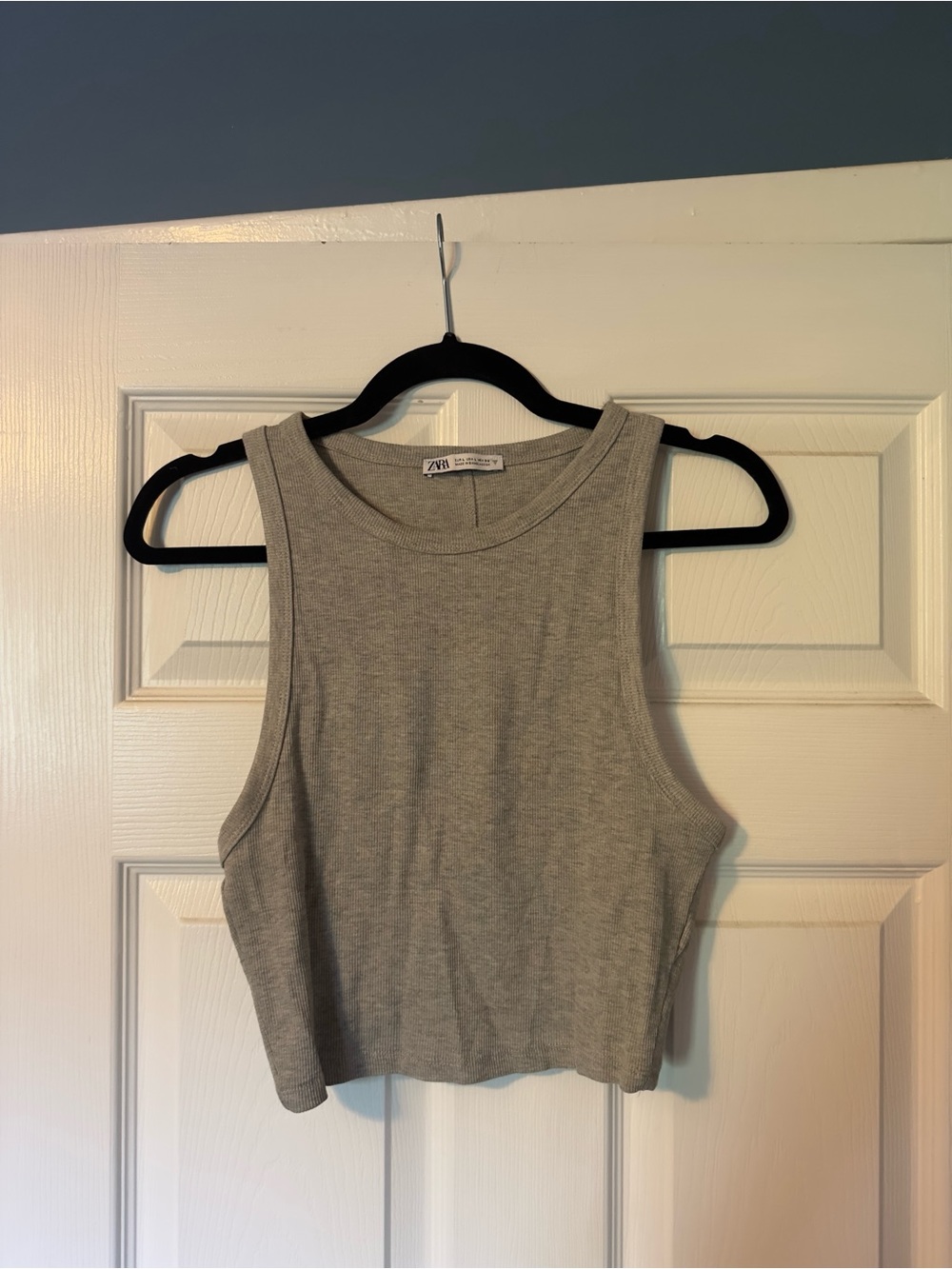 Zara Light Gray Ribbed Crop Tank - Sleeveless Women’s Top